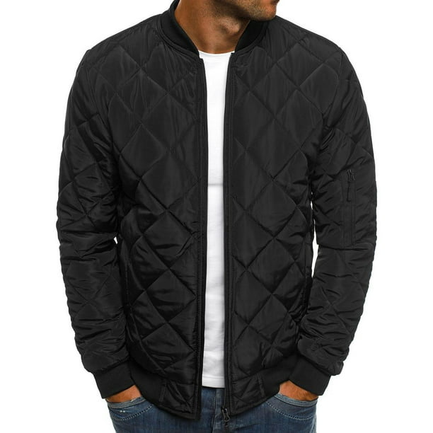 ouxiuli Mens Quilted Slim Fit Warm Casual Solid Color Thicken Down Jacket Coat 